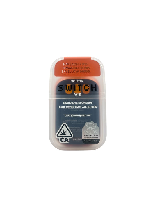 BOUTIQ - SWITCH 2G - PEACH KUSH + MANGO BERRY + YELLOW DIESEL